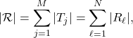 \begin{equation*} |\mathcal R| = \sum_{j =1}^M |T_j| = \sum_{\ell=1}^N |R_\ell|, \end{equation*}