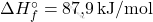 \Delta H_f^\circ = \text{87,9} \, \text{kJ/mol}