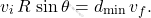 \begin{equation*} v_i\,R\,\sin \theta=d_{\text{min}}\,v_f. \end{equation*}