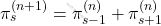 \pi_s^{(n+1)}=\pi_{s-1}^{(n)}+\pi_{s+1}^{(n)}
