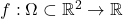 f : \Omega \subset \mathbb R^2\to \mathbb R