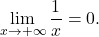 \begin{equation*} \lim_{x \to +\infty} \frac{1}{x} = 0. \end{equation*}