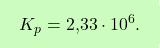 \[\boxcolorato{chimica}{K_p = \text{2,33} \cdot 10^6. }\]