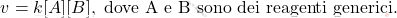 \[ v = k [A][B], \text{ dove A e B sono dei reagenti generici.} \]