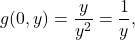 \[g(0,y)=\dfrac{y}{y^2}=\dfrac{1}{y},\]