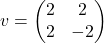 v=\begin{pmatrix} 				2 & 2\\ 				2 & -2 				\end{pmatrix}