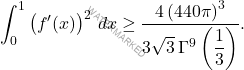 \[\int_{0}^{1}\left(f^\prime(x)\right)^2\,dx\geq \dfrac{4\left(440\pi\right)^3}{3\sqrt{3}\,\Gamma^9\left(\dfrac{1}{3}\right)}.\]