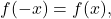 \[f(-x)=f(x),\]