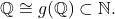 \begin{equation*} \mathbb{Q} \cong g(\mathbb{Q}) \subset \mathbb{N}. \end{equation*}