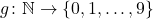 g \colon \mathbb{N} \to \{0,1,\dots,9\}