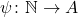 \psi \colon \mathbb{N} \to A