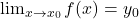 \lim_{x \to x_0} f(x)=y_0