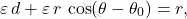 \begin{equation*} \varepsilon\,d+\varepsilon\,r\,\cos(\theta-\theta_0)=r, \end{equation*}