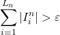 \begin{equation*} \sum_{i=1}^{L_n} |I_i^n| > \varepsilon \end{equation*}