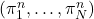 \left(\pi_1^{n},\dots,\pi_N^{n	}\right)
