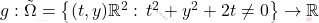 g:\tilde{\Omega}=\left\{(t,y)\mathbb{R}^2:\,t^2+y^2+2t\neq0\right\}\rightarrow \mathbb{R}