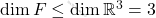 \operatorname{dim}F \leq \operatorname{dim} \mathbb{R}^3=3