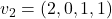 v_2=(2, 0, 1, 1)