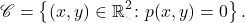 \[\mathscr{C}=\left\{(x, y)\in \mathbb {R}^2\colon p(x, y)=0\right\}.\]