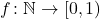 f \colon \mathbb{N} \to [0,1)