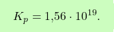 \[\boxcolorato{chimica}{K_p = \text{1,56} \cdot 10^{19}.}\]