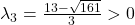 \lambda_3=\frac{13-\sqrt{161}}{3}>0