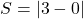 S=|3-0|