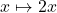 x \mapsto 2x