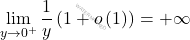 \[\lim_{y \rightarrow 0^+}\dfrac{1}{y}\left(1+o\left(1\right)\right)=+\infty\]
