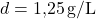 d = \text{1,25} \, \text{g/L}