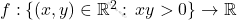 f:\{(x,y)\in\mathbb{R}^2:\,xy>0\}\rightarrow \mathbb{R}