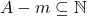 A-m \subseteq \mathbb{N}