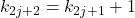 k_{2j+2}=k_{2j+1}+1