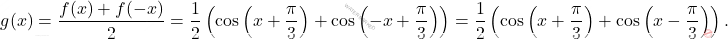 \[g(x)=\frac{f(x)+f(-x)}{2}=\frac{1}{2}\left(\cos\left(x+\frac{\pi}{3}\right)+\cos\left(-x+\frac{\pi}{3}\right)\right)=\frac{1}{2}\left(\cos\left(x+\frac{\pi}{3}\right)+\cos\left(x-\frac{\pi}{3}\right)\right).\]
