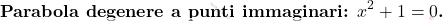 \[\textbf{Parabola degenere a punti immaginari: $x^2+1=0$.}\]