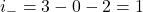 i_-=3-0-2=1