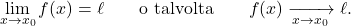 \begin{equation*} \lim_{x \to x_0} f(x)= \ell \qquad \text{o talvolta} \qquad f(x) \xrightarrow[x \to x_0]{} \ell. \end{equation*}