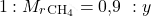 \[ 1 : M_r_{\text{CH}_4} = \text{0,9 }: y  \]