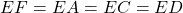 EF=EA=EC=ED