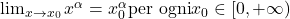 \lim_{x \to x_0} x^\alpha = x_0^\alpha \text{per ogni} x_0 \in [0,+\infty)