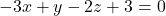 -3x + y - 2z + 3 = 0