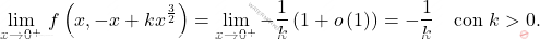 \[\lim_{x \rightarrow 0^+}\,f\left(x,-x+kx^{\frac{3}{2}}\right)=\lim_{x \rightarrow 0^+} 	-\dfrac{1}{k}\left(1+o\left(1\right)\right)=-\dfrac{1}{k}\quad \text{con}\,\, k>0.\]