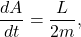 \begin{equation*} \dfrac{dA}{dt}=\dfrac{L}{2m}, \end{equation*}