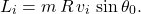 \begin{equation*} 	L_i=m\,R\,v_i\,\sin\theta_0. \end{equation*}