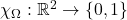 \chi_\Omega : \mathbb R^2 \to \{ 0,1\}