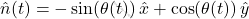 \hat{n}(t) = -\sin(\theta(t))\, \hat{x} + \cos(\theta(t))\, \hat{y}