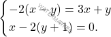\[\begin{cases} -2(x-y)=3x+y\\ x-2(y+1)=0. \end{cases}\]