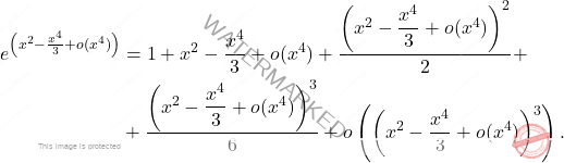 \[\begin{aligned} 					e^{\left(x^2 -\frac{x^4}{3}+o(x^4)\right)}&=1+x^2 -\dfrac{x^4}{3}+o(x^4)+\dfrac{\left( x^2 -\dfrac{x^4}{3}+o(x^4)\right)^2}{2} +\\ 					& + \frac{\left( x^2 -\dfrac{x^4}{3}+o(x^4)\right)^3}{6}+ o\left(\left(x^2 -\dfrac{x^4}{3}+o(x^4)\right)^3\right). 					\end{aligned}\]