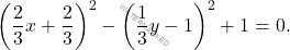 \[\left(\frac{2}{3}x+\frac{2}{3}\right)^2-\left(\frac{1}{3}y-1\right)^2+1=0.\]