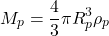 \begin{equation*} M_p=\dfrac{4}{3}\pi R_p^3\rho_p \end{equation*}